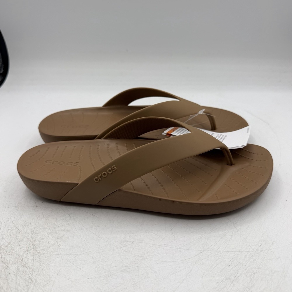 Crocs Splash Flip Flops Womens Sz 9 Brown Thong Sandals Beach Summer 208218-2EY - Picture 2 of 7